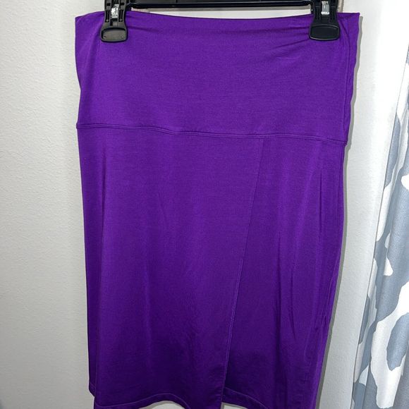Athleta Purple Seaside Fold Over Knit Pencil Skirt Size MD Casual Comfy Pull-On - Picture 5 of 7